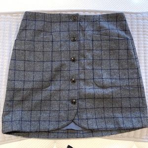 Madewell wool mini button down skirt with front and back pockets